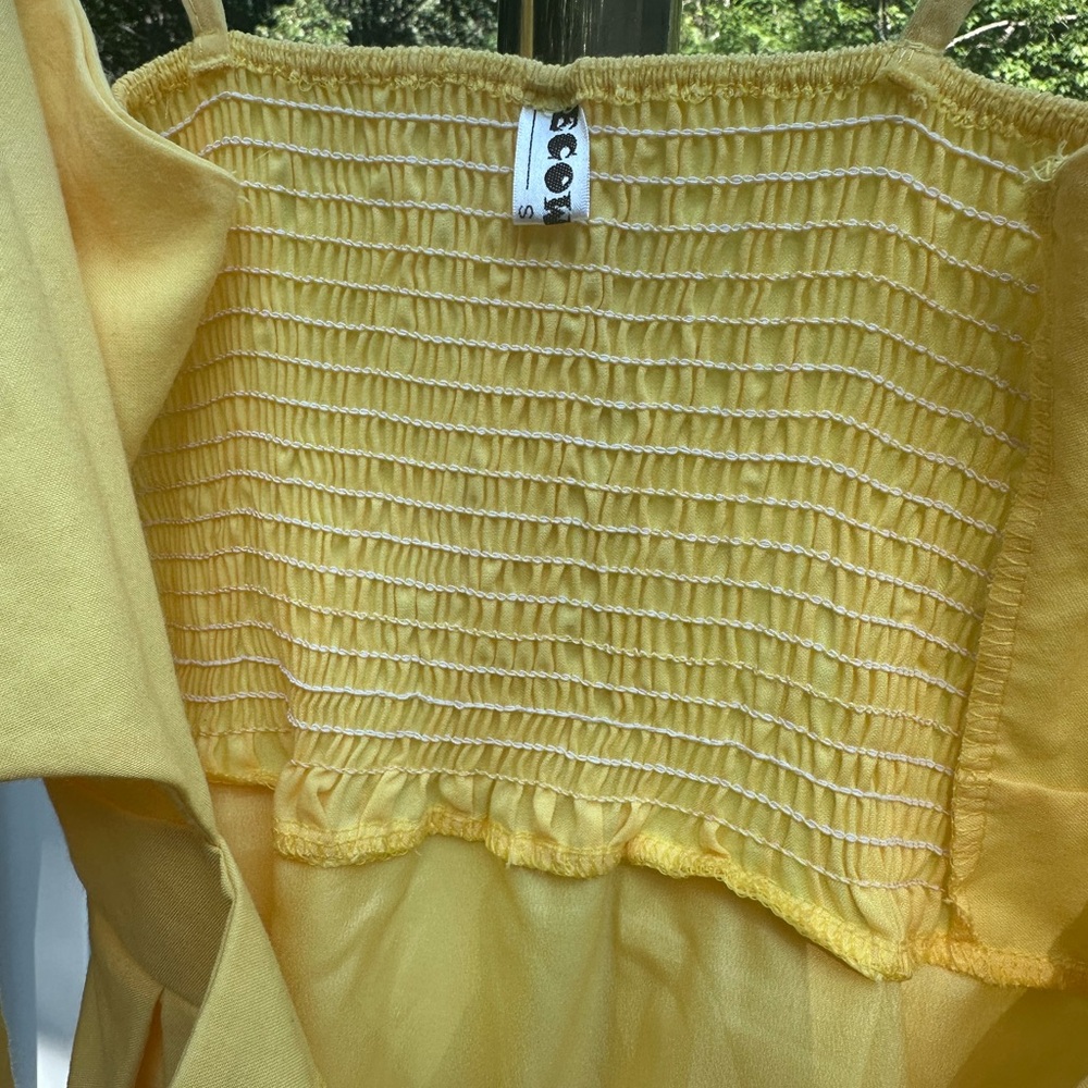 Yellow Tie-Front Dress Sundress Small - Picture 4 of 8